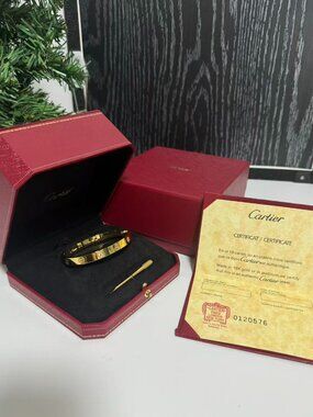 Cartier Love Bracelet, Size 18, 18K Yellow Gold with Diamonds